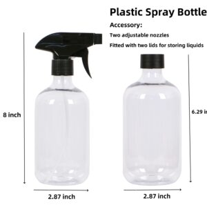 KIGITIK Plastic Spray Bottles, 16.9oz/500ml, Refillable Empty Spray Bottles, for Cleaning Solutions, Plants, Pet, Essential Oils, Kitchen, Hair (Clear)