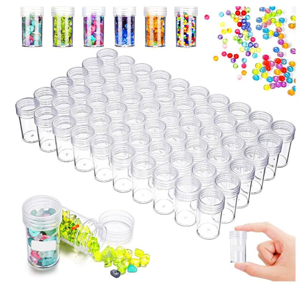 mpowtech 60 Grids Bead Organizer and Storage Diamond Painting Containers Portable Plastic Case Box Arts Crafts Storage for Seeds Beads Sewing Cosmetic Nail Glitter Powder Small Parts Rhinestones