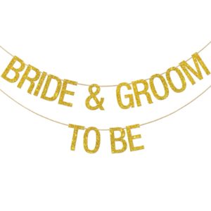 ambishi bride and groom to be bachelorette party banner bride and groom for wedding bridal shower party decorations (gold glitter)