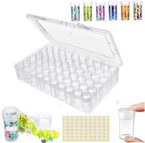 mpowtech 60 grids bead organizer and storage diamond painting containers portable plastic case box arts crafts storage for seeds beads sewing cosmetic nail glitter powder small parts rhinestones