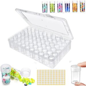 mpowtech 60 Grids Bead Organizer and Storage Diamond Painting Containers Portable Plastic Case Box Arts Crafts Storage for Seeds Beads Sewing Cosmetic Nail Glitter Powder Small Parts Rhinestones