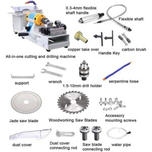 Jewelry Lapidary Saw for Cutting Rocks, Mini Table Saws Grinder Polishing Machine 0-10000r/Min with Flexible Shaft, Benchtop Jewelry Tools Gemstone Saw Cutting Jade