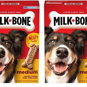 Milk-Bone Original Dog Treats for Medium Dogs, 24 Ounce, Crunchy Biscuit Helps Clean Teeth (Pack of 2)