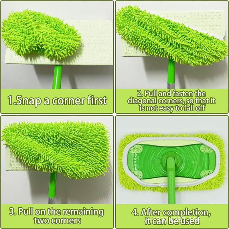 Generic Mop Refill Compatible with Sweeper Mop (2 Pack) - Microfiber Pet Heavy Duty Dust Collector Dry Cloth Refills - Reusable Mop Pad (Mop is Not Included), Green