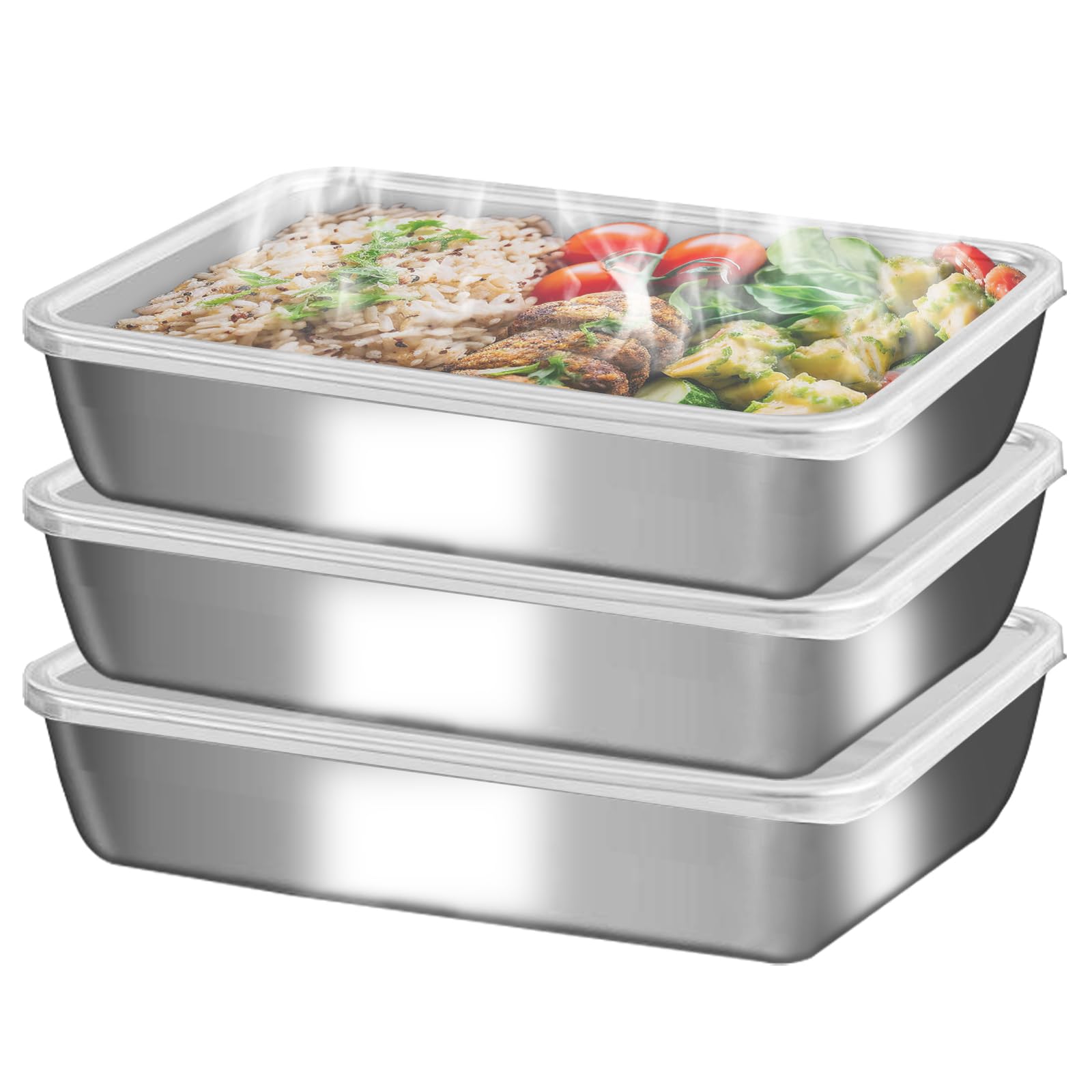 GIUOIDUO stainless steelFood Storage Containers setsstorage box with lidfreezer FrozenKitchen tray with lidOven plateSide dish plate Freezer & Dishwasher Safe