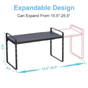 2 Pack Expandable Kitchen Cabinet Organizer Shelf, Stackable Kitchen Counter Storage Shelves Organizers, Adjustable Small Storage Shelf Rack Stand Riser For Mug Coffee Cup Dish Plate, Length: 25.5”