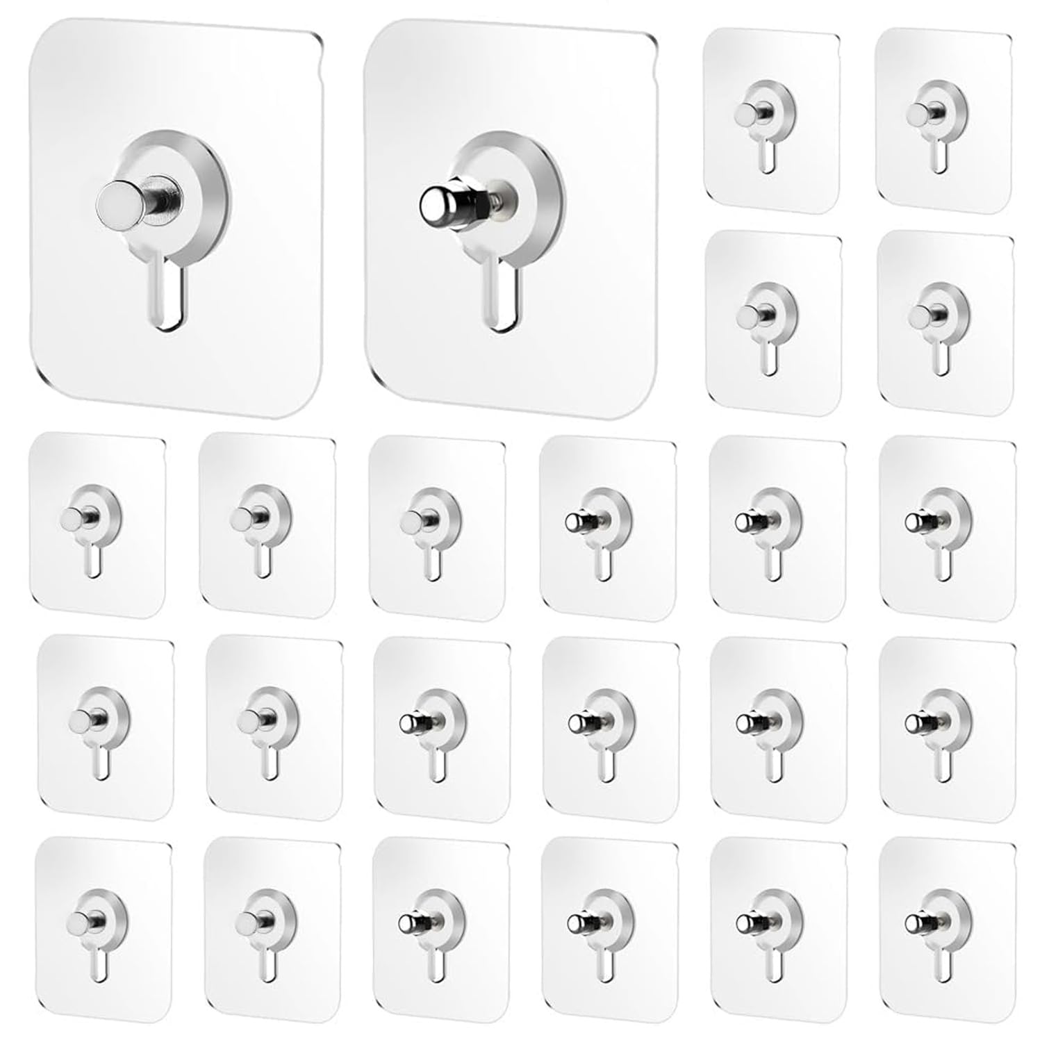 24pcs Adhesive Wall Mount Screw Hooks - Wall Hangers Without Nails, No-Trace Sticker Wall Hooks for Hanging, Waterproof Wall Hooks Adhesive Hooks for Bathroom Kitchen Home