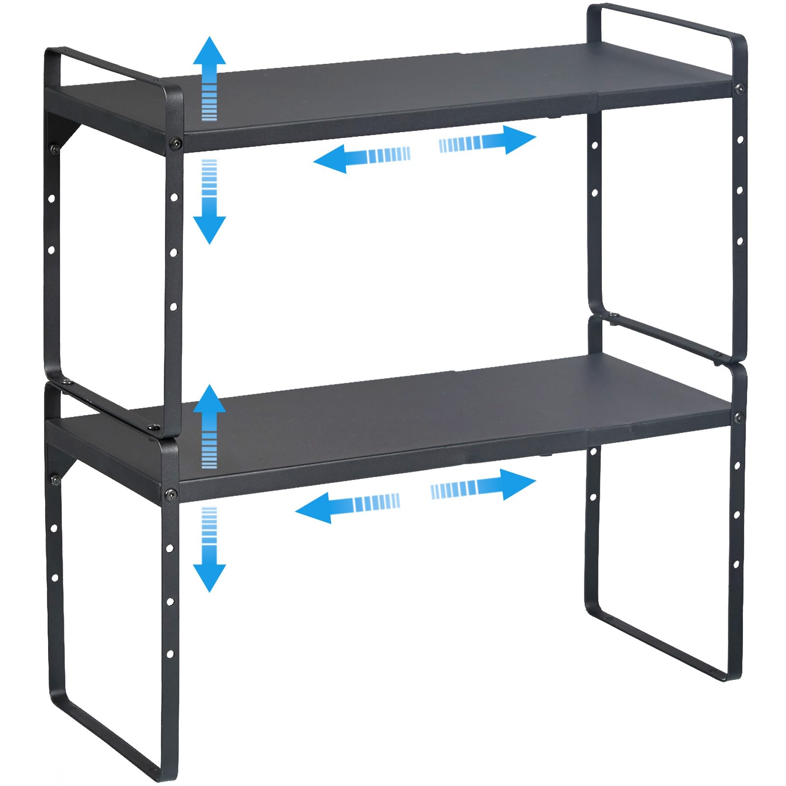 2 Pack Expandable Kitchen Cabinet Organizer Shelf, Stackable Kitchen Counter Storage Shelves Organizers, Adjustable Small Storage Shelf Rack Stand Riser For Mug Coffee Cup Dish Plate, Length: 25.5”