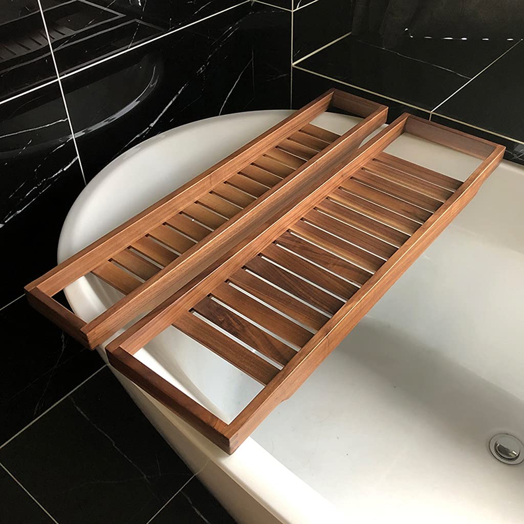 Owbnaa Luxury Wooden Bath Tray Caddy - Black Walnut/Beechwood Adjustable Bathtub Holder - Versatile Spa Shelf and Bathroom Decor (Black Walnut,86 * 22cm), XX04BT