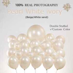 Pearl White Sand Balloon Arch bridal balloons Double Stuffed Balloons Arch With Pearl and Camellia Stickers Bridal Shower Balloon Arch Garland For Wedding Birthday Baby Shower Decorations