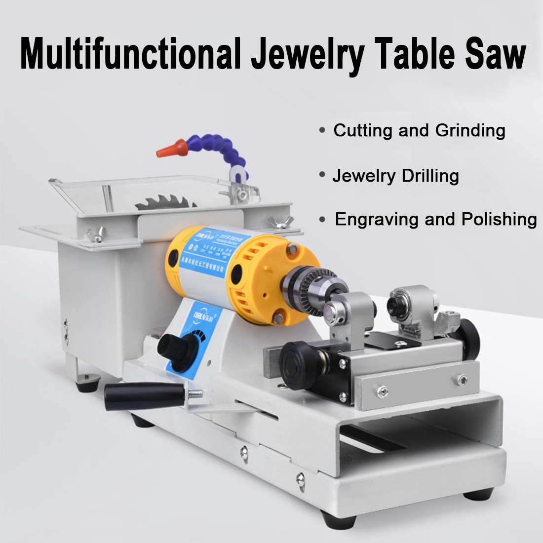 Jewelry Lapidary Saw for Cutting Rocks, Mini Table Saws Grinder Polishing Machine 0-10000r/Min with Flexible Shaft, Benchtop Jewelry Tools Gemstone Saw Cutting Jade