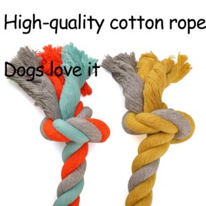 LUCKITTY 2 Pack 15.7 Inch Dog Rope Toys for Large Aggressive Chewers, Heavy Duty Dog Rope Toy, Indestructible Dog Chew Toys, Teeth Cleaning, Yellow Orange