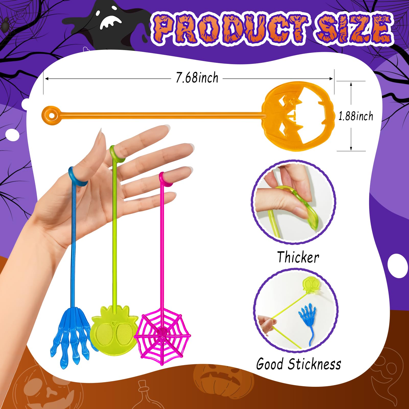 Halloween Sticky Hands Bulk 42PCS Halloween Party Favors for Kids Stretchy Halloween Sticky Hand Toy Halloween Goodie Bag Fillers Party Supplies Halloween Toys Classroom Prizes for Kids