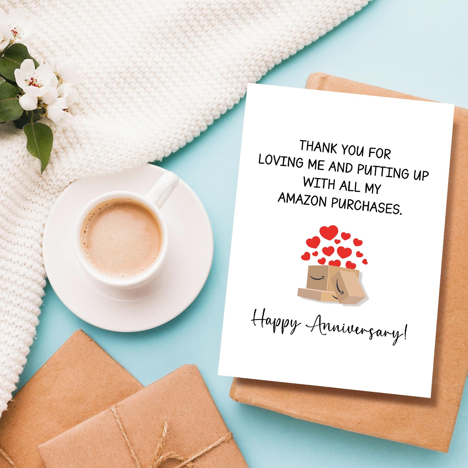 Naixiwen Funny Purchase Support Anniversary Card, Happy Anniversary Card for Husband Boyfriend, Thank You for Loving Me and Putting Up with All My Purchases