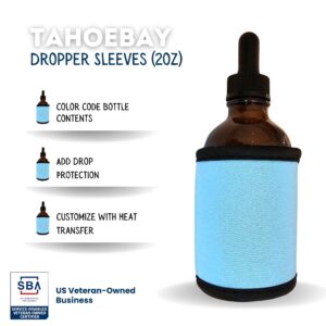 TahoeBay Dropper Bottle Sleeves (12-pack) Thick Neoprene Protector for Tincture Glass Bottles with Eye Droppers for 1oz, 2oz, 4oz Essential Oils (2oz Essential Colors)