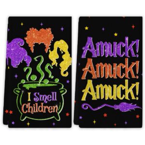 yarcooly halloween kitchen towels hocus pocus dish towels sanderson sisters decor day of the dead halloween decorations for home party