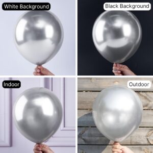 PartyWoo Metallic Silver Balloons, 123 pcs Silver Balloons Different Sizes Pack of 18 12 10 5 Inch Silver Balloon Arch Kit Balloon Garland for Birthday, Graduation, Party Decorations, Silver-G102