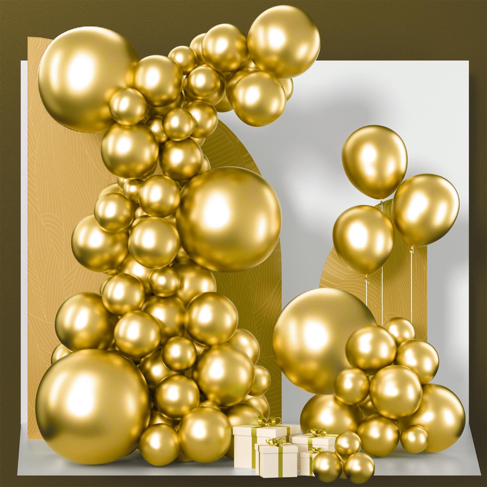 PartyWoo Metallic Gold Balloons, 152 pcs Gold Balloons Different Sizes Pack of 18 12 10 5 Inch Gold Balloon Arch Kit Balloon Garland for Birthday, Graduation, Wedding Party Decorations, Gold-G101