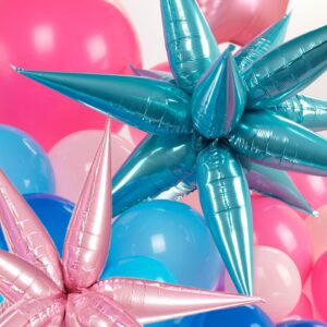 Blue and Pink Balloon Garland Arch Kit 135Pcs with five-pointe Star balloons for summer aloha Baby shower Gender reveal Hawaii cartoon birthday decorations