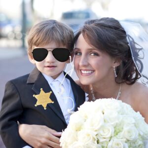 OJYUDD Ring Wedding Security Set,Spy Earpiece Ring Bearer Security,Sun Glasses Security Badge and EarPiece for Kids Police Playing Cosplay Accessory Toys