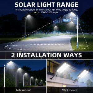 1200W Solar Street Lights Outdoor Waterproof with Remote Control, 1170 LEDS 6500K Solar Parking Lot Lights Dusk to Dawn, Waterproof IP65 Solar Street Light with Motion Sensor for Yard, Garage PACK