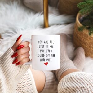 You're The Best Thing I've Ever Found On The Internet - Funny Anniversary Birthday Gifts for Husband Boyfriend - Romantic Long Distance Relationship Gifts For Him Her- 11 oz Coffee Mug Tea Cup White