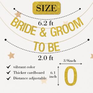 Ambishi Bride and Groom To Be Bachelorette Party Banner Bride and Groom for Wedding Bridal Shower Party Decorations (Gold Glitter)