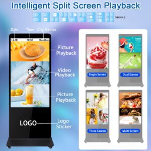 ZLPOWER 65" Digital Signage Kiosk Touch Screen Digital Kiosks Interactive Displays Floor Standing 4K IPS LCD Screen Commercial Totem with Android 11 System Interactive Advertising Media Player