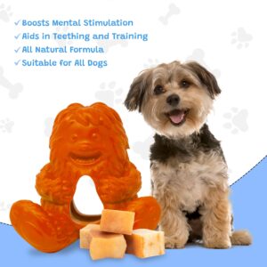 Yeti Puff and Play Dog Toy - Dog Chew Holder - Fun Stimulating Chew Toy for Teething, Behavior Training for Light to Moderate Chewers - Interactive Nuggets Treats Dispenser Puzzle - Yeti Orange