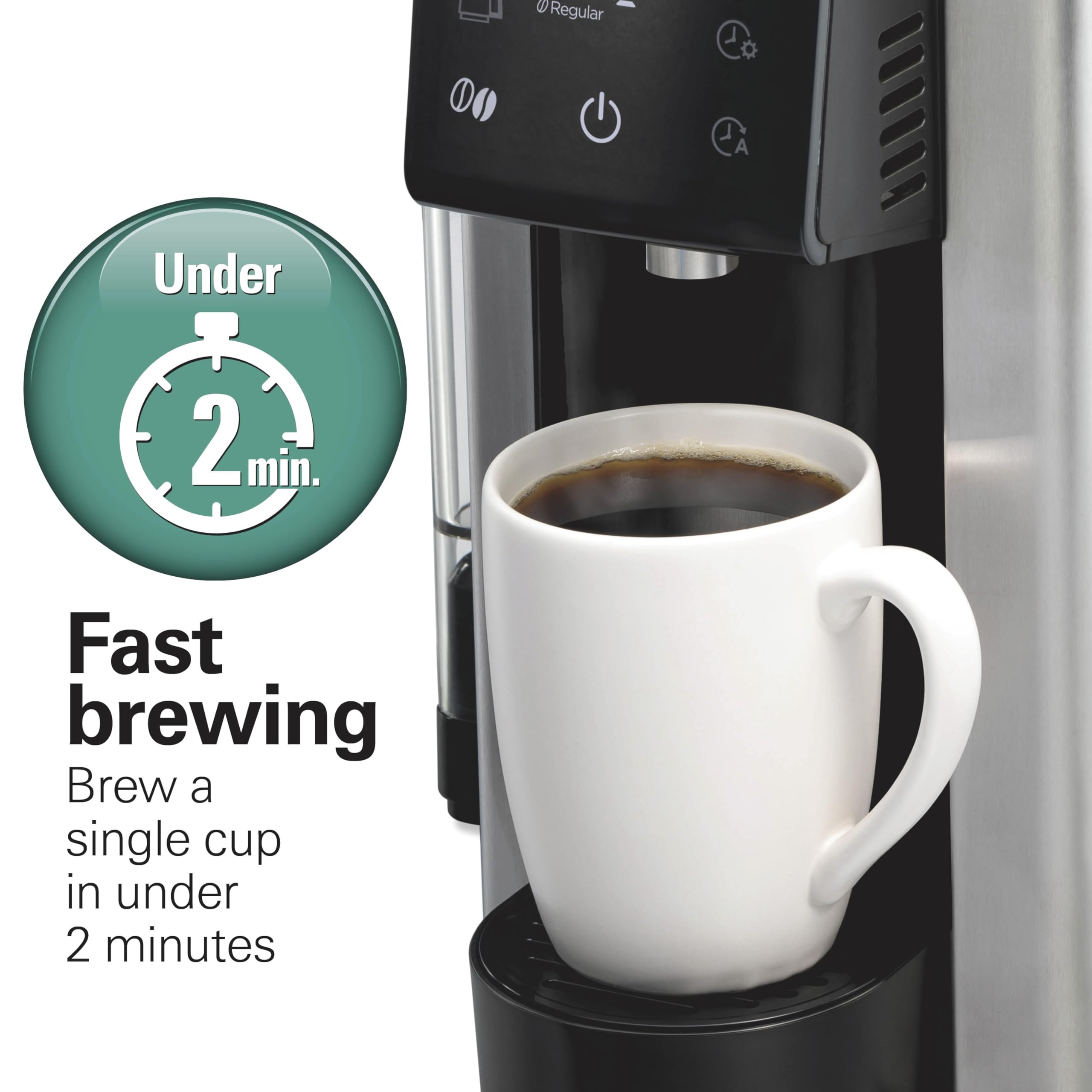 Hamilton Beach FlexBrew 5-in-1 12 Cup Drip and Single Serve Hot & Iced Coffee Maker with Movable 60 oz. Water Reservoir, Use Pod Packs and Grounds, Fast Brewing, LED Touchscreen, Black (49924)