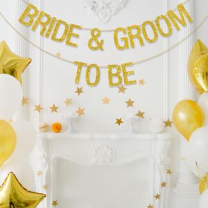 Ambishi Bride and Groom To Be Bachelorette Party Banner Bride and Groom for Wedding Bridal Shower Party Decorations (Gold Glitter)