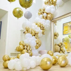 PartyWoo Metallic Gold Balloons, 152 pcs Gold Balloons Different Sizes Pack of 18 12 10 5 Inch Gold Balloon Arch Kit Balloon Garland for Birthday, Graduation, Wedding Party Decorations, Gold-G101