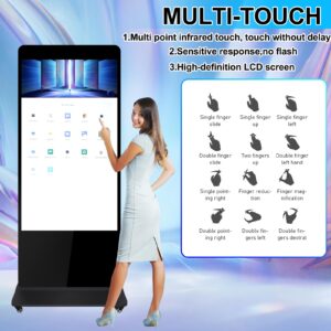 ZLPOWER 65" Digital Signage Kiosk Touch Screen Digital Kiosks Interactive Displays Floor Standing 4K IPS LCD Screen Commercial Totem with Android 11 System Interactive Advertising Media Player