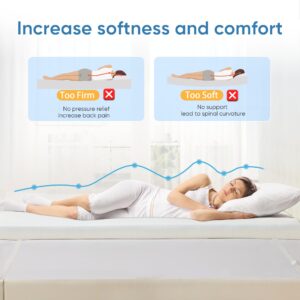 BedLuxury 3 Inch Cooling Mattress Topper Queen Size, Firm Gel Memory Foam Mattress Pad for Pressure Relief, High-Density Ventilated Bed Topper with Removable Cover