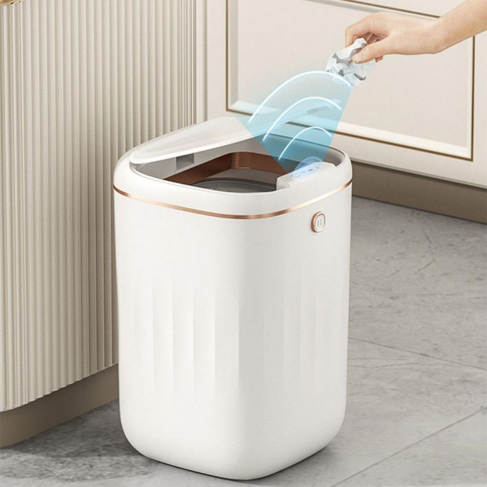 homary Automatic Trash Can 5 Gallon Touchless Motion Sensor Trash Can White Smart Garbage Can for Bathroom Kitchen Office