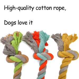 LUCKITTY 3 Pack 13.7 Inch Dog Rope Toys for Medium Aggressive Chewers, Heavy Duty Dog Rope Toy, Indestructible Dog Chew Toys, Teeth Cleaning, Yellow Green Orange