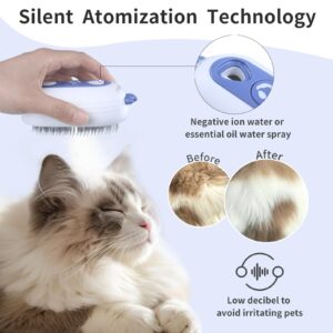 Bobopal Cat Steam Brush, 3 In 1 Cat Brush for Shedding, Self-Cleaning Cat Dog Grooming Brush, Steamy Pet Brush for Long & Short Haired Cats & Dogs Hair Removal Comb with Water Tank Anti-Static, Blue