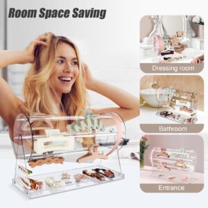 Uquelic Acrylic Claw Clip Organizer, 360-Degree Rotating Hair Clip Organizer (Monolayer)