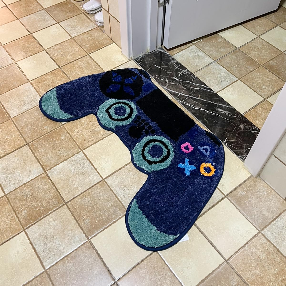 LAKEA Gamer Controller Shaped Tufted Rug 3D Irregular Plush Kawaii Boys Bedroom Bedside Carpet Home Decor Non-Slip Bath Mat Doormat (31.9X19.7in (81X50 CM))