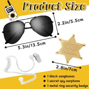 OJYUDD Ring Wedding Security Set,Spy Earpiece Ring Bearer Security,Sun Glasses Security Badge and EarPiece for Kids Police Playing Cosplay Accessory Toys