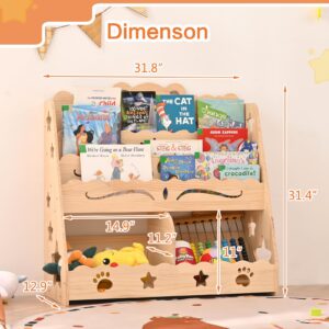 Montessori Bookshelf for Toddlers, Kids Bookshelf and Toy Storage,Toddler Bookshelf for Rooms, BabyBookshelf for Nursery Multifunctional Storage Organization