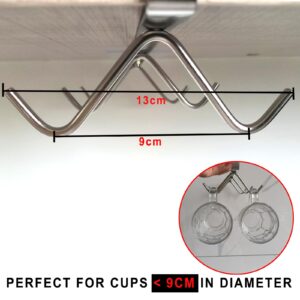 OMBIZNY 6 Hooks Under Cabinet Mug Holder for Coffee Cups and Kitchen Utensils, Silver