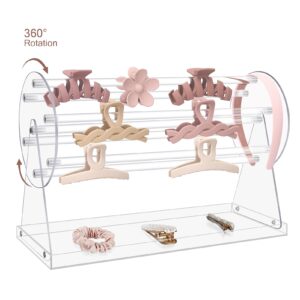 uquelic acrylic claw clip organizer, 360-degree rotating hair clip organizer (monolayer)