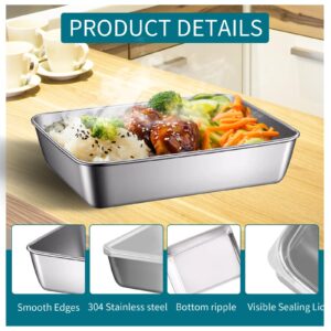 GIUOIDUO stainless steelFood Storage Containers setsstorage box with lidfreezer FrozenKitchen tray with lidOven plateSide dish plate Freezer & Dishwasher Safe