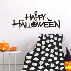 Joktacular Throw Blanket Halloween, Cute Ghost Soft Ligtweight Black Blanket, Durable Cozy Anti-Pilling Flannel Blanket for Baby Kids Girls Best Home Decor 40""x50""