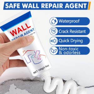 4 Pack Drywall Repair Kit, Wall Spackle Repair, Wall Mending Agent, Drywall Hole Fill Quick and Easy Solution, Wall Patch Repair Kit with Scraper and Sandpaper(4 x 100g)