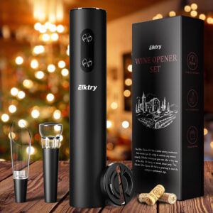 elktry electric wine opener, automatic electric corkscrew wine opener,battery operated with foil cutter, wine pourer&vacuum stoppers,christmas gift for family and friends