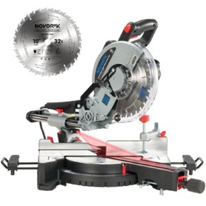 double bevel compound sliding miter saw, double-bevel corded miter saw with laser guide & 15-amp heavy-duty motor, sliding miter saw with tct saw blade for woodworking (10")