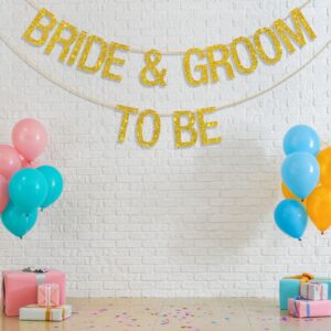 Ambishi Bride and Groom To Be Bachelorette Party Banner Bride and Groom for Wedding Bridal Shower Party Decorations (Gold Glitter)