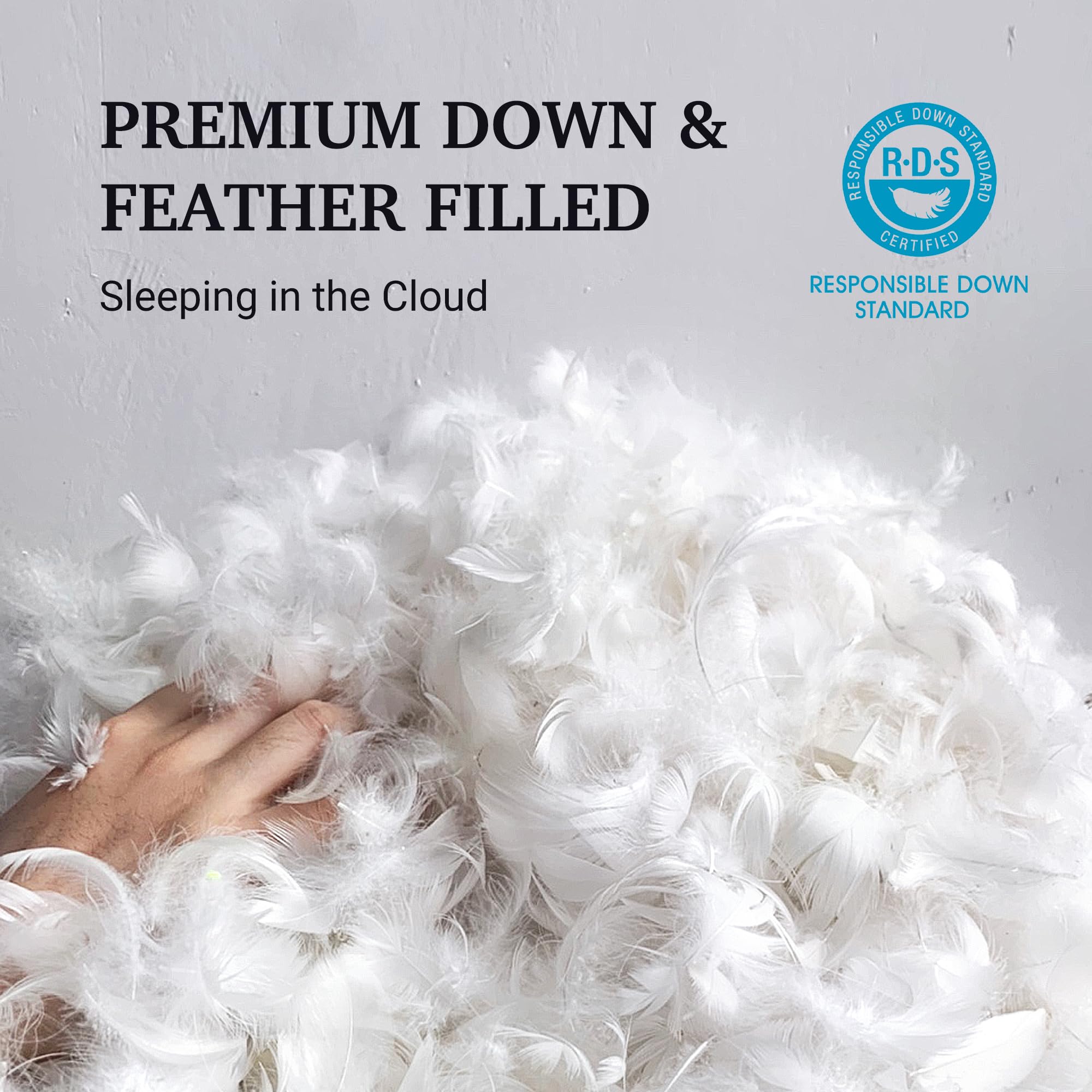 Hotel Grand 5 inch Extra Thick White Down Feather Mattress Topper Queen Size, Luxury 233 Thread Count 100% Cotton Pillowtop Featherbed Hotel Collection Mattree Topper 60x80 inch